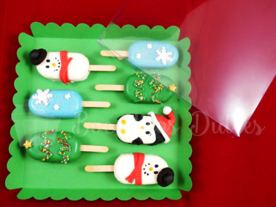 cake pop en forma de paleta con decoracion navideña
