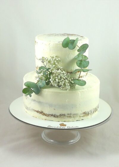 tarta semidesnuda con hojas y paniculata