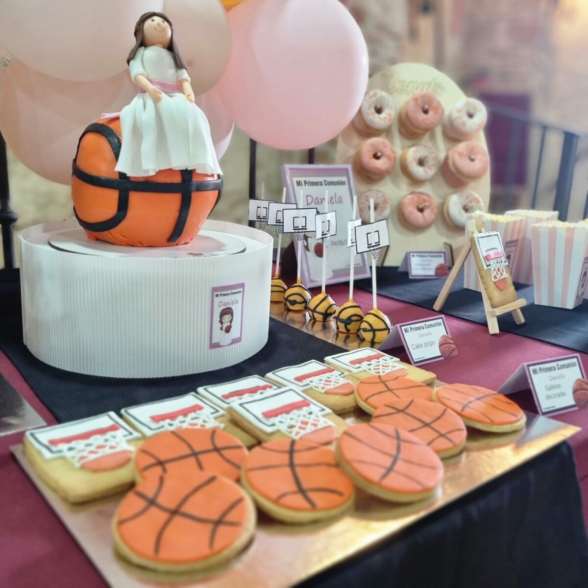 mesa dulce para comunión de baloncesto