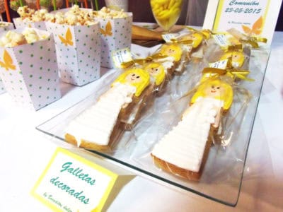 Galletas de mantequilla personalizadas para niña, y palomitas