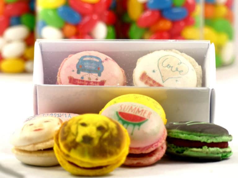 macarons decorados con imagen impresa