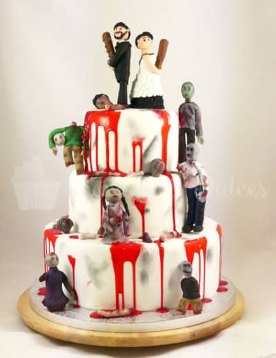 tarta de pisos d eboda decorada con temática zombie
